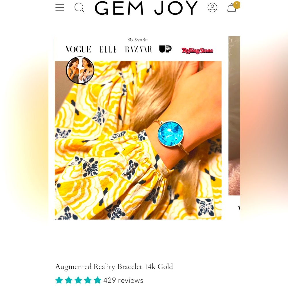 14kt gold and ocean blue GemJoy A.I bracelet NIB